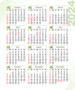 2025年曆卡 綠色墨痕國風 calendar card