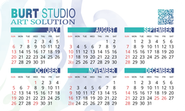 2025年曆咭 圓角 帶二維碼 藍綠漸變 calendar card