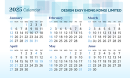 2025年曆卡 藍色小色塊透明度漸變 calendar card 90mm x 54mm