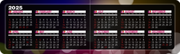 2025年曆卡 折卡 黑色彌紅紫  180mm x 54mm calendar card