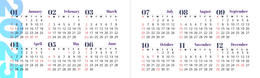 2025年曆咭 對摺咭 藍色漸變點狀底紋  180mm x 54mm calendar card