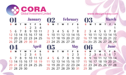 2025年曆卡 圓角 粉色花紋底 calendar card 90mm x 54mm