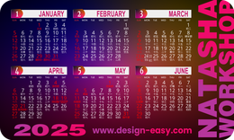 2025年曆卡 圓角 紫褐漸變 calendar card 90mm x 54mm