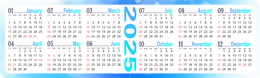 2025年曆卡 摺叠卡 藍色漸變圓點光  180mm x 54mm calendar card