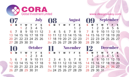 2025年曆卡 圓角 粉色花紋底 calendar card 90mm x 54mm