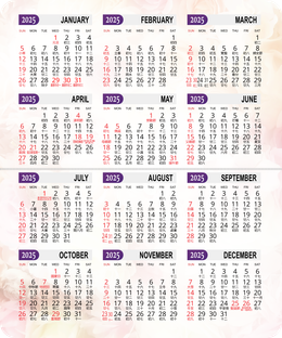 2025年曆卡 淡雅鮮花底 calendar card