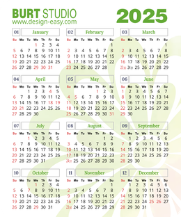 2025年曆卡 綠色花紋底 calendar card