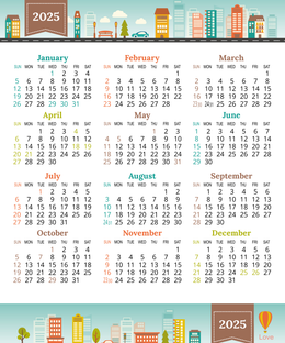 香港2025年曆卡 綠色插圖裝飾 calendar card