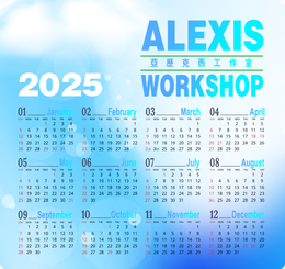 2025年曆卡 黑色圓點光藍色漸變 calendar card