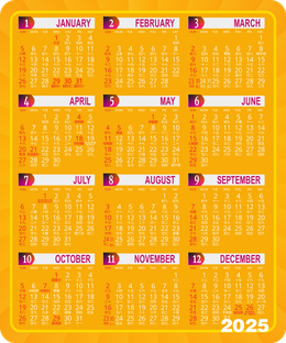 2025年曆卡 橙色發光漸變 calendar card