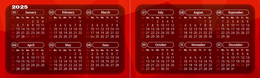 2025年曆卡 摺叠咭 紅色美食誘惑  180mm x 54mm calendar card