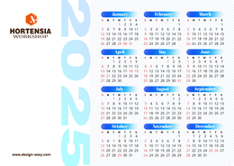 2025年曆卡 白底藍色裝飾 calendar card