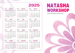 2025年曆卡 粉色浪漫花紋底 calendar card