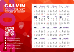 2025年曆卡 紅色漸變3d立體視覺 A5 size 210x148mm calendar card