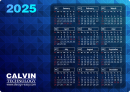 2025年曆卡 藍色漸變3D視覺文理 calendar card