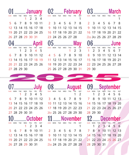 2025日曆卡 粉色花紋底圖 calendar card