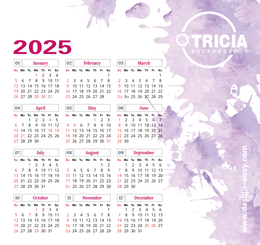 2025香港年曆卡 紫色墨痕淡雅風 calendar card