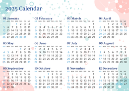 2025年曆卡 彩色對角裝飾 calendar card