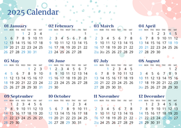 2025年曆宣傳卡 彩色對角裝飾 calendar card A5 size 210x148mm