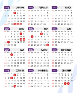 2025年曆卡 藍色線條漸變 calendar card
