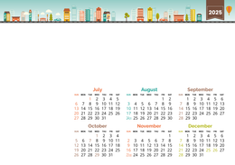2025年歷卡 綠色插圖裝飾 calendar card