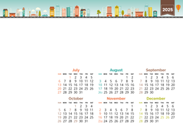 2025年歷卡 綠色插圖裝飾 calendar card A5 size 210x148mm