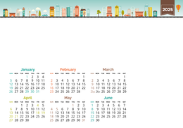 2025年歷卡 綠色插圖裝飾 calendar card A5 size 210x148mm