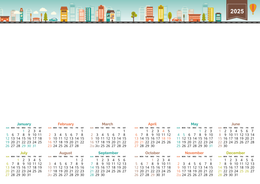 2025年香港年曆咭 綠色插圖裝飾 calendar card