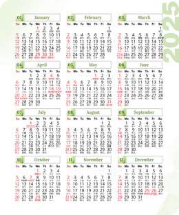 2025年曆卡 綠色墨痕國風 calendar card