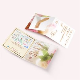 粉紅花卉底帶相框位中式結婚邀請卡
