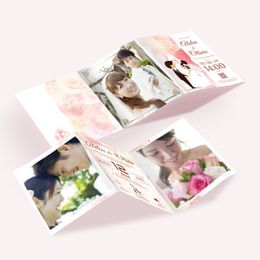 粉紅色花底帶相框位結婚邀請卡