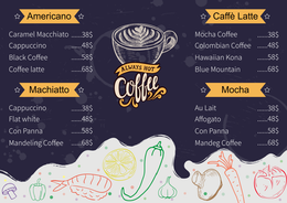 黑橙咖啡藝術插圖價目單