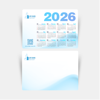 2026年曆卡 淡藍商務風 A5 size 210x148mm calendar card