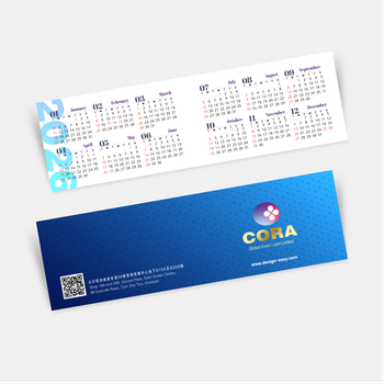 2026年曆咭 對摺咭 藍色漸變點狀底紋  180mm x 54mm calendar card