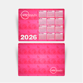 2026年曆卡 梅紅3D視覺文理風格 A5 size 210x148mm calendar card