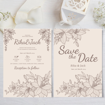 褐色花與祝福結婚卡