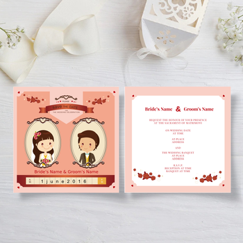 粉紅歐式結婚邀請咭