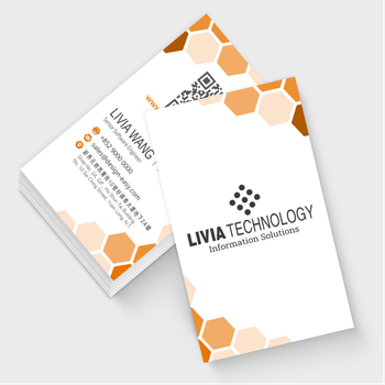 咭片設計-白底橙色科技感(豎向卡片)