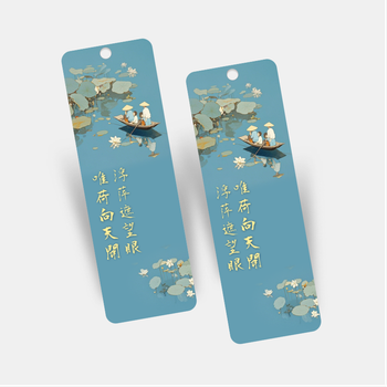 中國風荷塘元素書籤