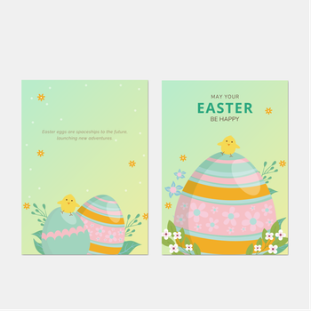 復活節淺綠背景彩蛋花朵卡片