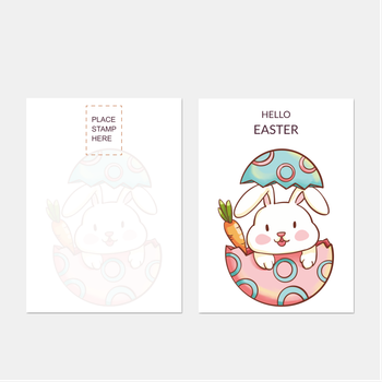 溫馨可愛彩蛋兔子復活節明信片