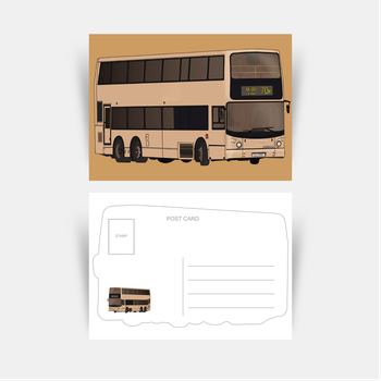 插畫風格雙層巴士明信片