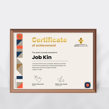 現代專業風格證書模板，多色搭配及豐富設計元素 