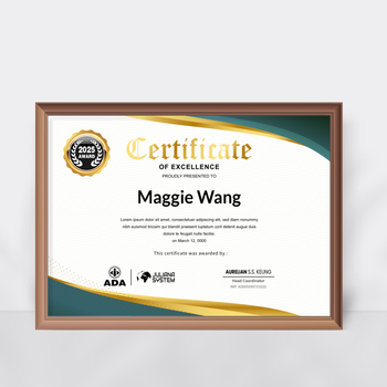 白色基底證書模板，金綠裝飾，正式高端風格 