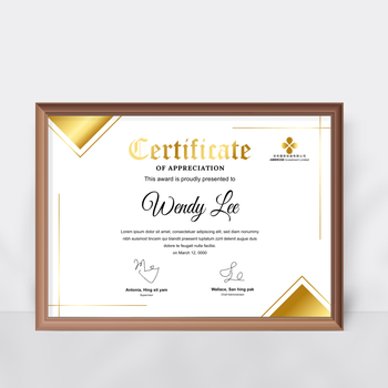 白色底色配金色元素，高貴典雅證書設計模板 