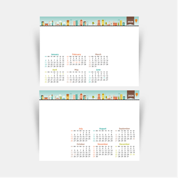 2025年歷卡 綠色插圖裝飾 calendar card A5 size 210x148mm