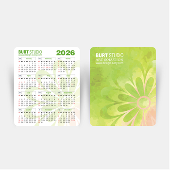 2026年曆卡 綠色花紋底 calendar card