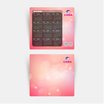 2026年曆卡設計 粉色漸變圓點光 calendar card