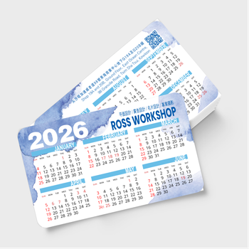 2026年曆卡 圓角 藍色墨跡國風 calendar card