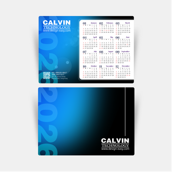 2026年曆卡 藍色漸變圓點光 calendar card